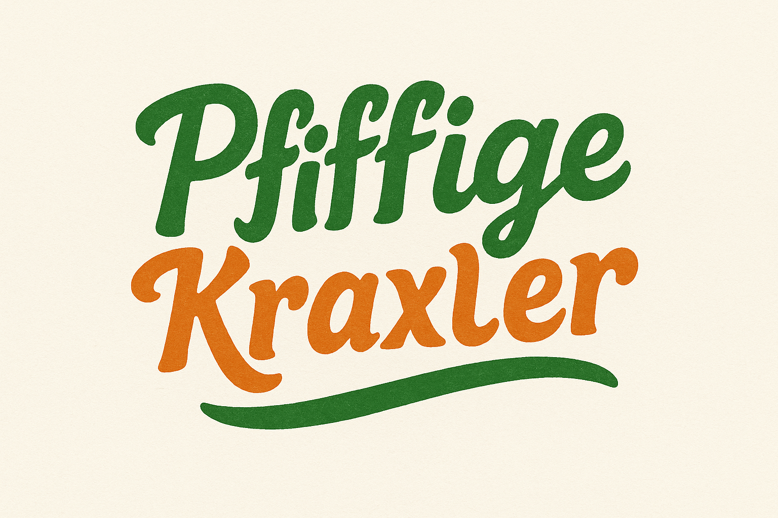 Logo mit dem Schriftzug ‚Pfiffige Kraxler‘ in Grün und Orange auf hellem Hintergrund.